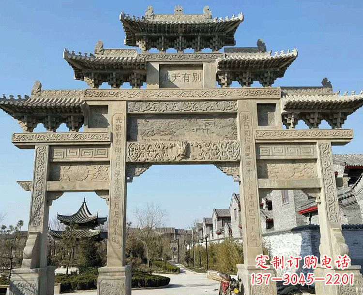太原中领雕塑-把双主楼石雕楼牌坊定制出精美之美