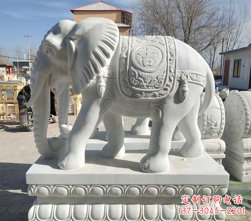 太原中领雕塑精美石材大象雕塑
