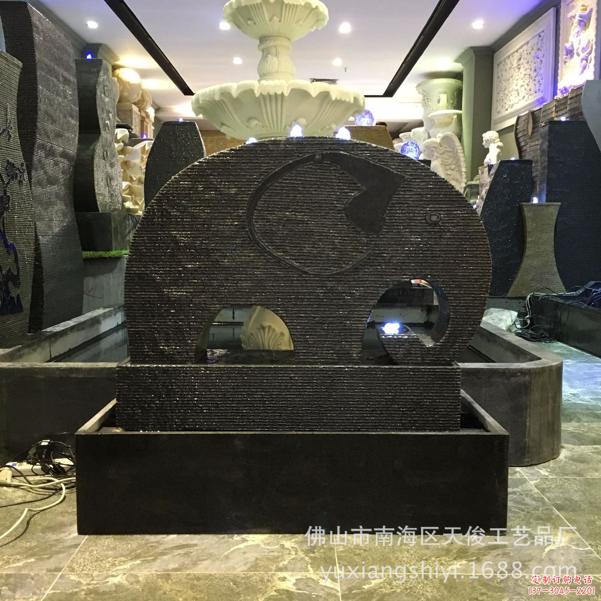 太原石雕半壁喷泉雕塑,传承古典艺术优雅