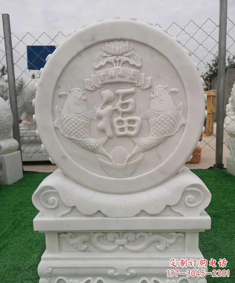 太原装饰福字图案的雕塑石门墩