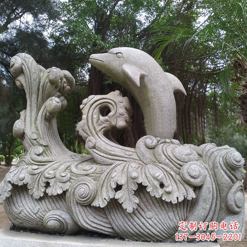 太原精美的石雕海豚雕塑,为您的公园林营造出别具匠心的水景特色