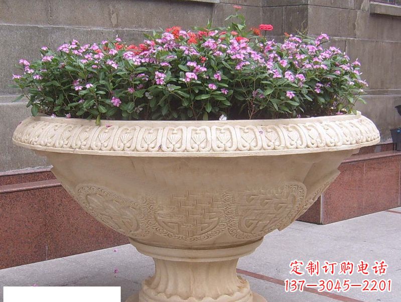 太原石雕花盆公园景观雕塑