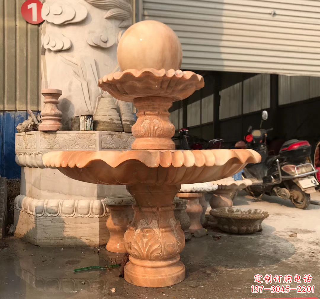 太原象征祥和的石雕风水球雕塑