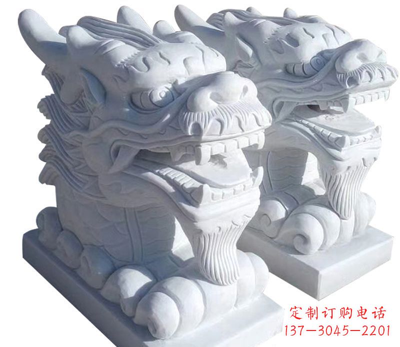太原精致石雕龙头雕塑，打造建筑雕塑景观