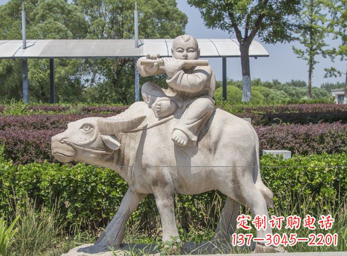 太原石雕牧童牛雕塑,让传统气息永存