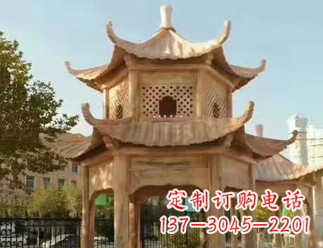 太原石雕小区景观双层凉亭