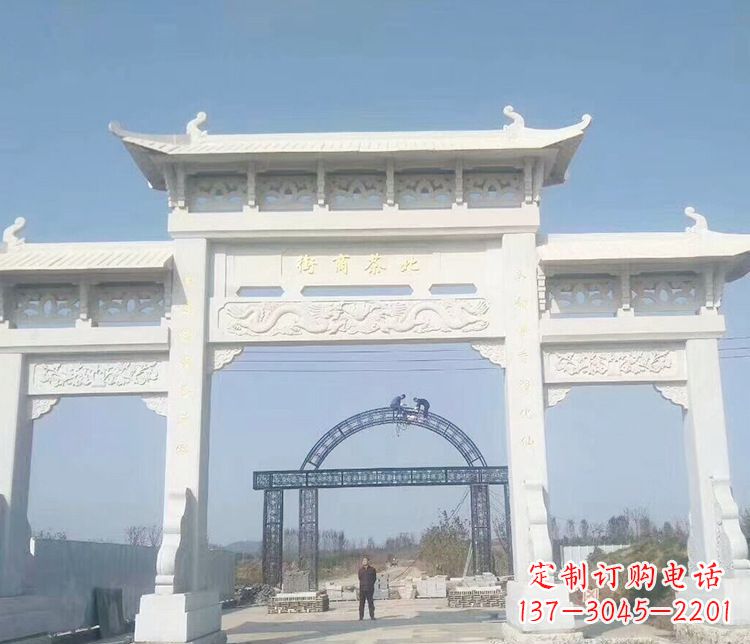 太原石牌坊三门牌坊石雕 (4)