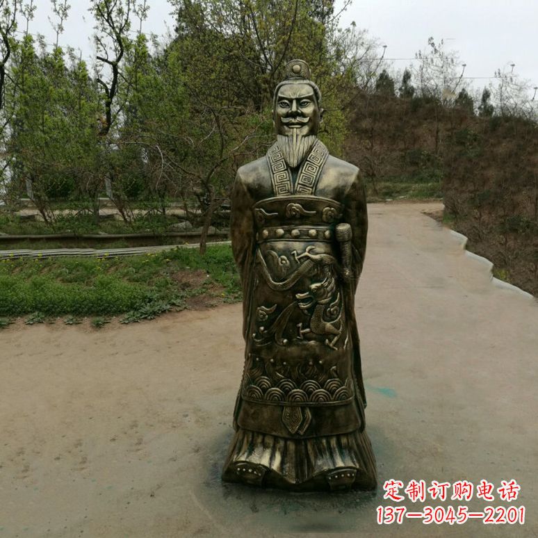 太原始皇嬴政玻璃钢仿铜雕塑
