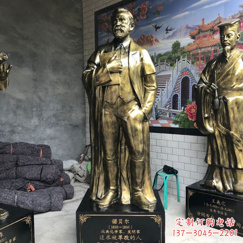 太原世界名人瑞典著名化学家诺贝尔仿铜雕像