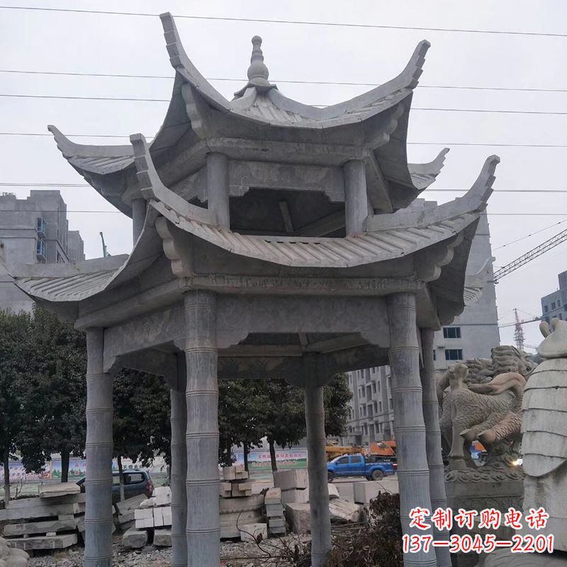 太原双层八角石雕凉亭