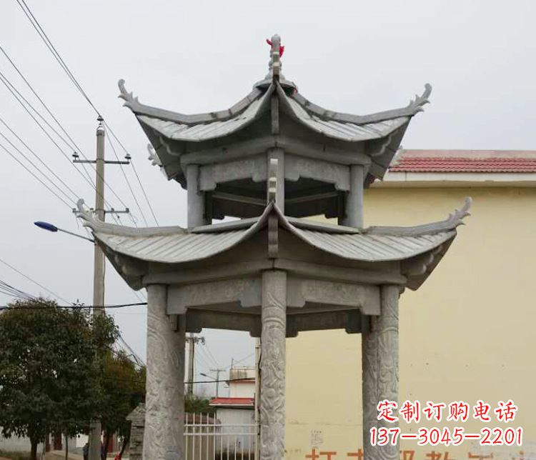 太原双层仿古凉亭石雕 (2)
