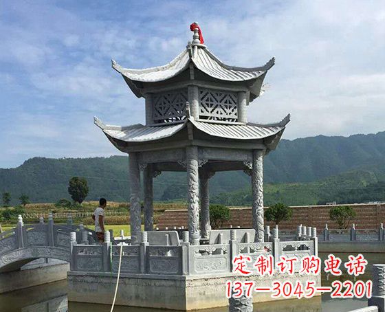 太原双层仿古凉亭石雕_1