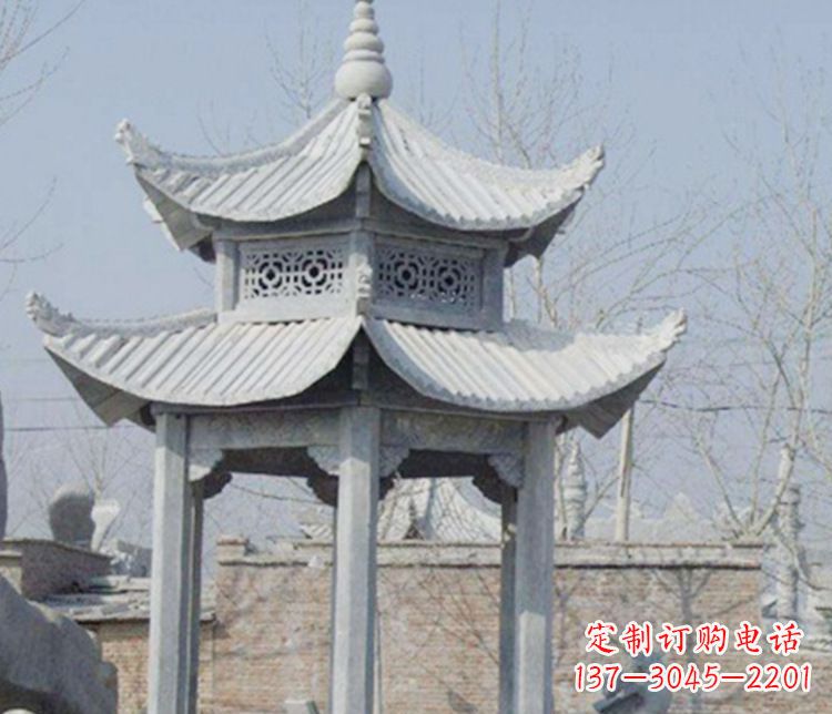 太原双层仿古六角凉亭石雕