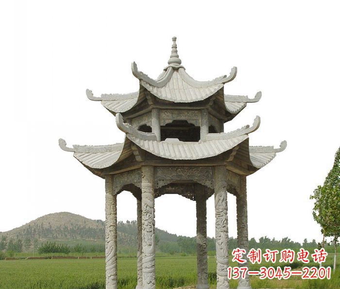 太原双层仿古石雕凉亭