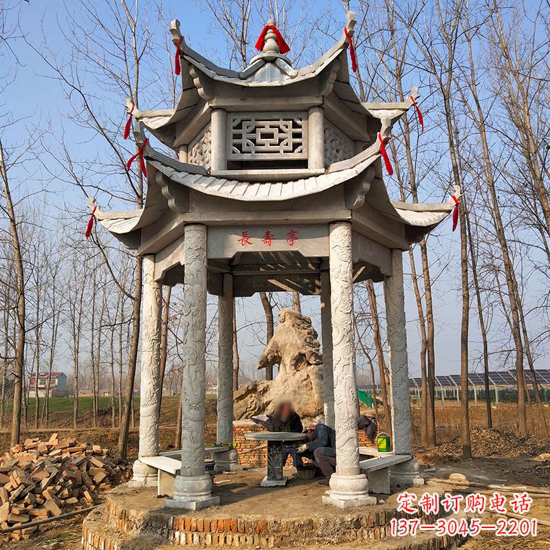 太原双层六角石凉亭