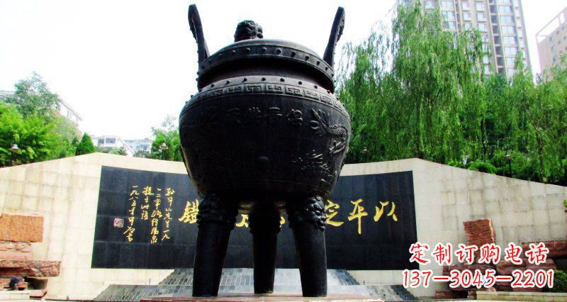 太原双龙戏珠广场香炉铜雕景观雕塑