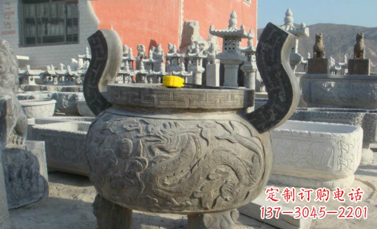 太原双龙戏珠浮雕香炉铜雕