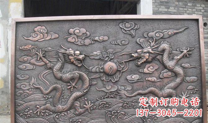 太原双龙戏珠铸铜壁画铜浮雕