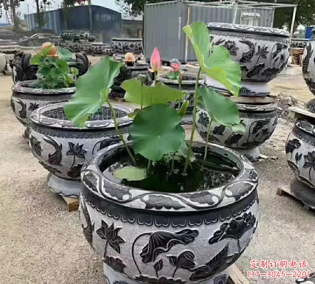 太原睡莲石浮雕花盆雕塑公园景观雕塑