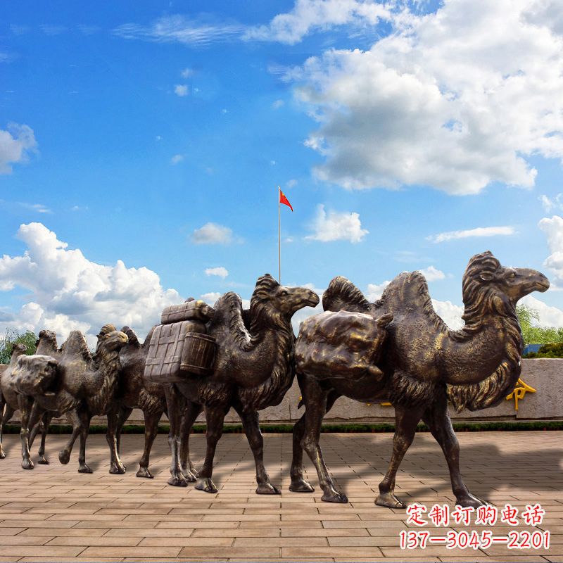 太原丝绸之路骆驼队仿铜景观雕塑