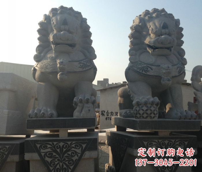 太原寺庙景观仿古石狮子 (2)