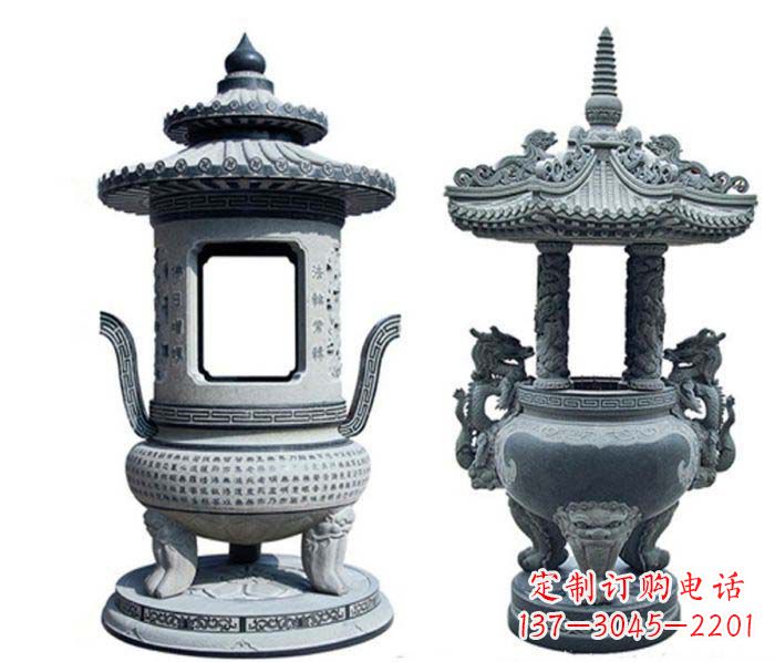 太原寺庙景观仿古香炉石雕