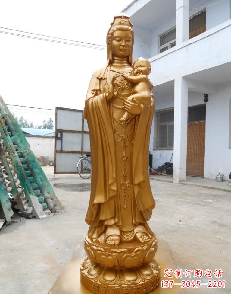太原寺庙立式送子观音铜雕