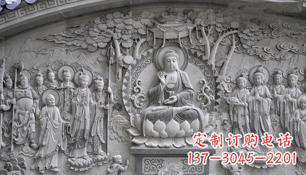 太原寺庙墙壁石浮雕佛像
