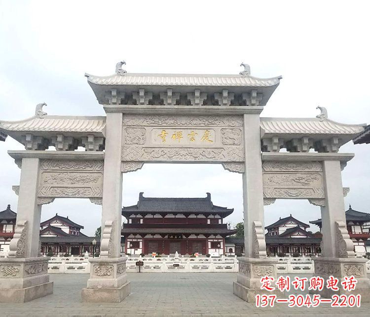 太原寺庙三门牌坊石雕