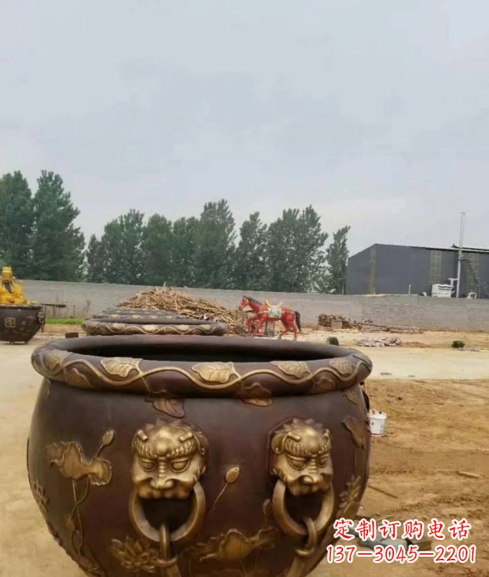 太原寺庙水缸铜雕 (4)