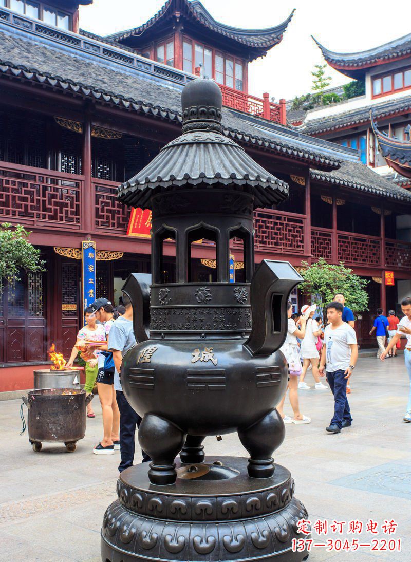 太原寺庙铜香炉铜雕 (2)