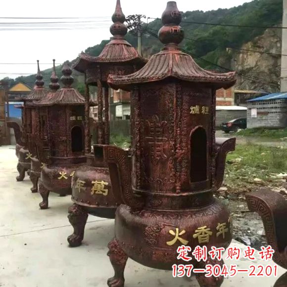 太原寺庙铜香炉雕塑