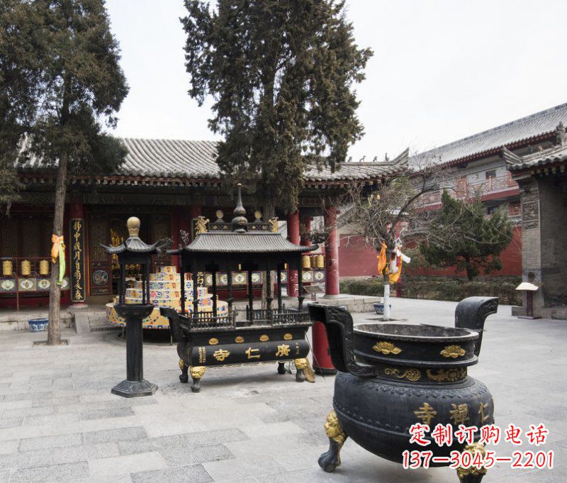 太原寺庙铜香炉铜雕