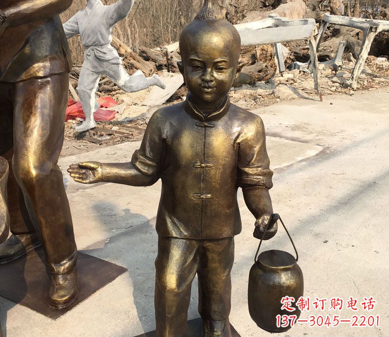 太原提灯笼的小男孩铜雕