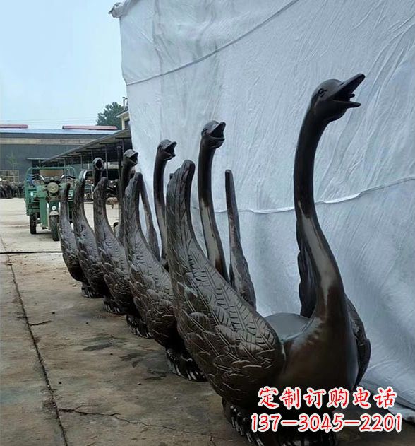 太原天鹅喷泉铜雕,园林喷泉水景流水组件
