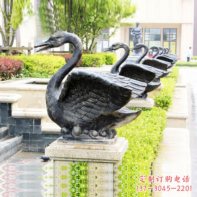 太原天鹅铜雕喷水喷泉-纯铜铸造公园水渠水景动物雕塑