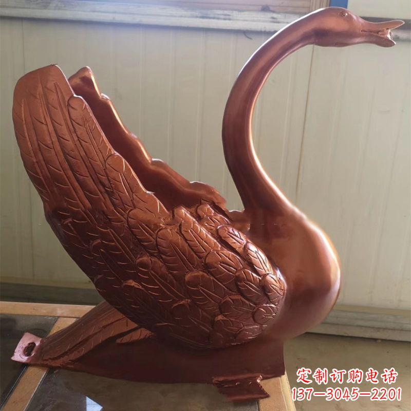 太原天鹅铜雕塑,喷泉吐水天鹅装饰摆件