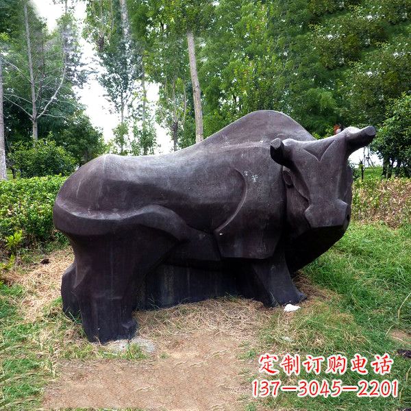 太原铜雕抽象牛-公园草坪水牛雕塑