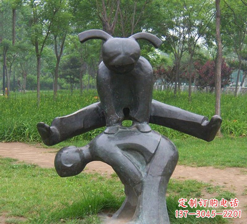太原铜雕抽象跳山羊儿童