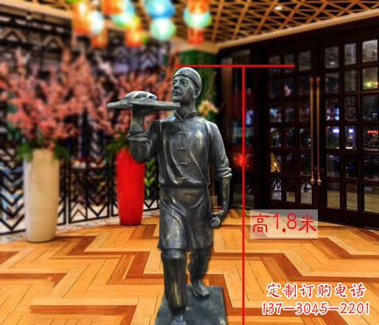 太原铜雕店小二人物雕塑 (2)