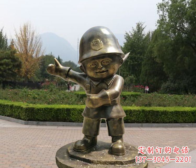 太原铜雕儿童交通警察
