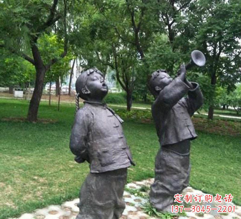 太原铜雕儿童吹唢呐