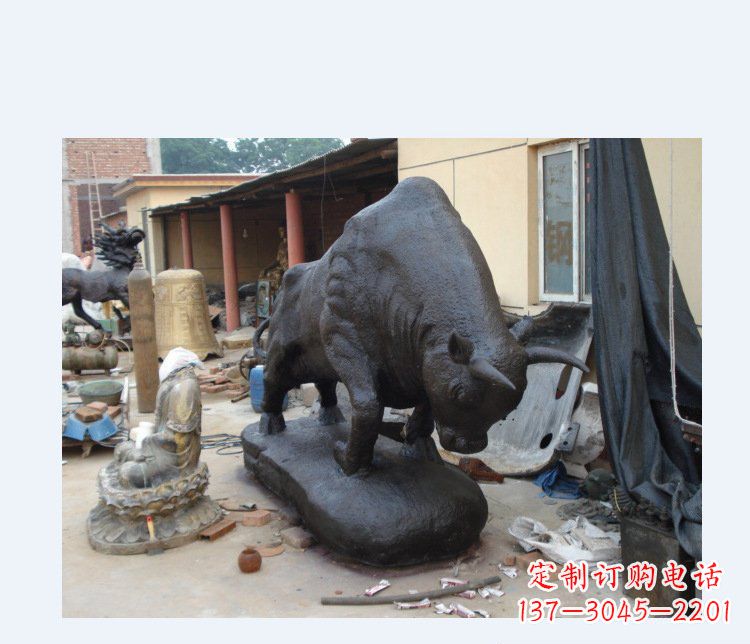 太原铜雕广场水牛动物雕塑
