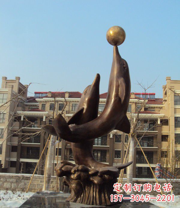 太原铜雕海豚雕塑 (2)