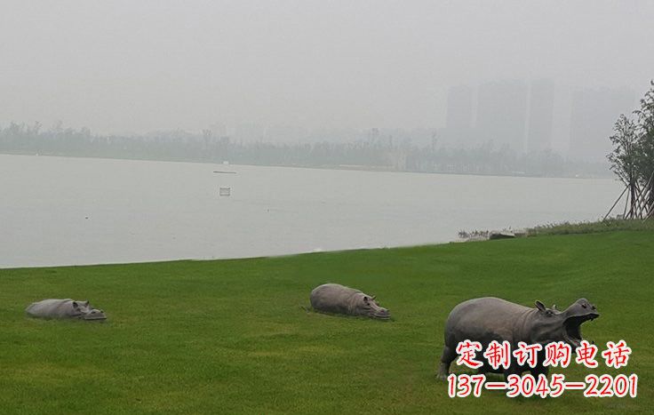 太原铜雕河马公园动物雕塑