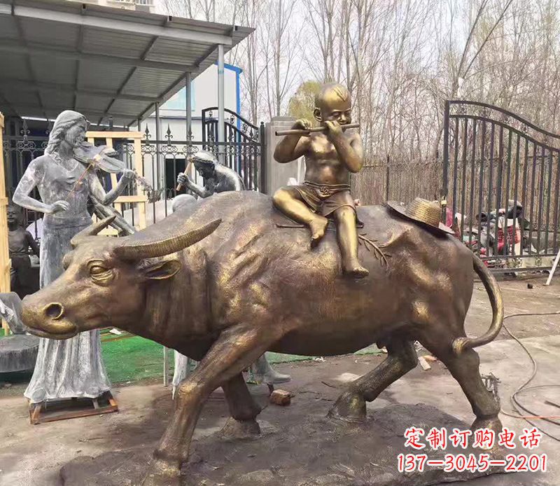 太原铜雕户外牧童骑牛
