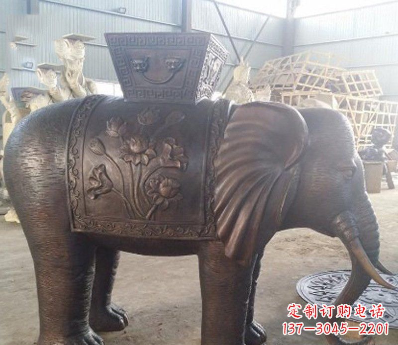 太原铜雕吉祥大象园林动物摆件