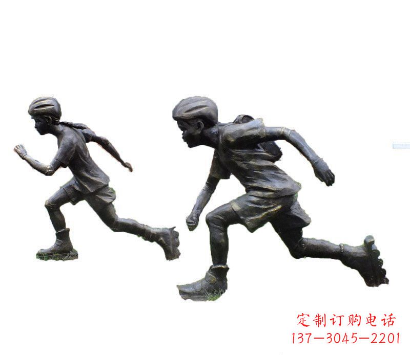太原铜雕民俗溜冰儿童摆件