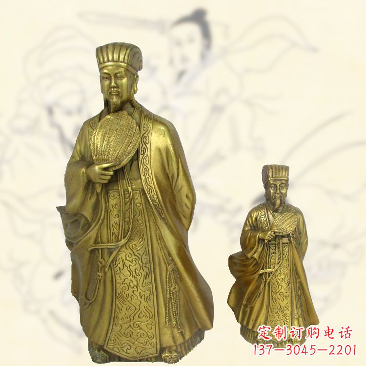 太原铜雕名人诸葛亮雕像-纯铜铸造三国人物雕塑