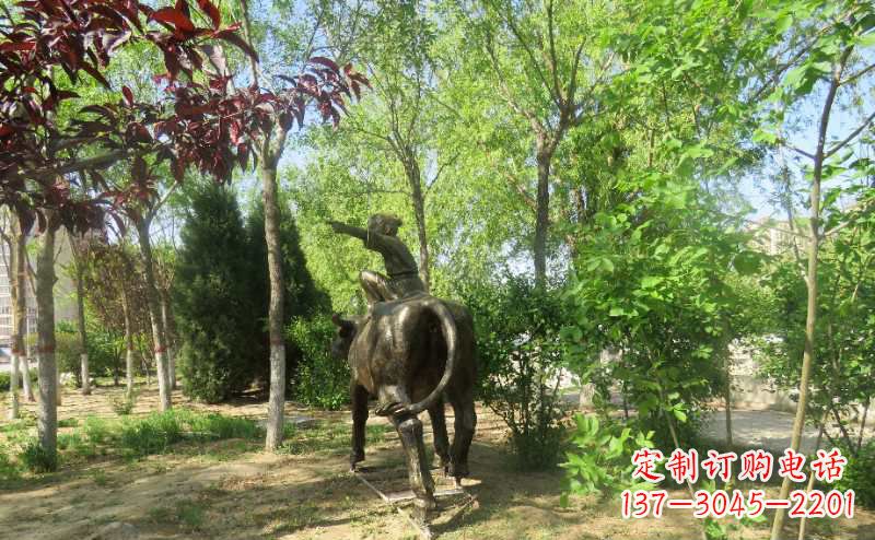 太原铜雕牧童骑牛雕塑